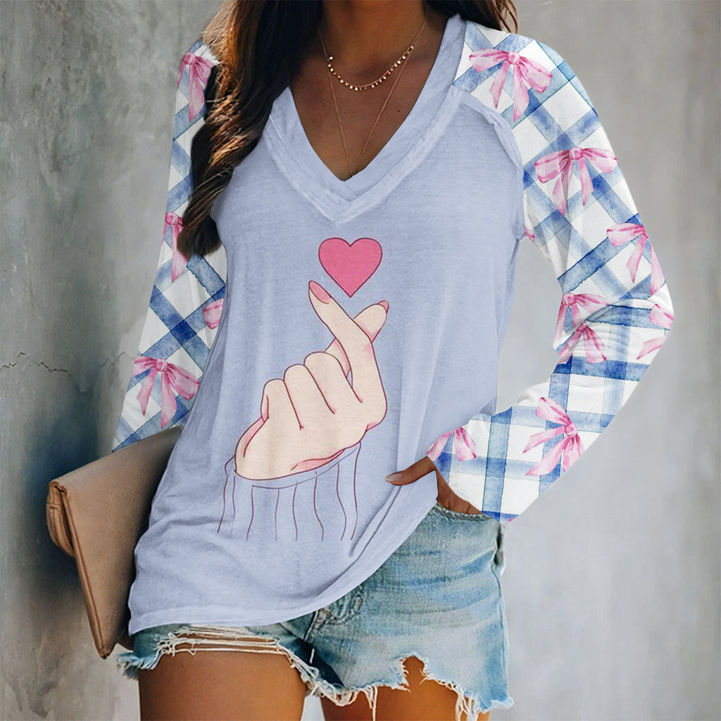 Valentine Heart Print Long Sleeve Top - Color_03