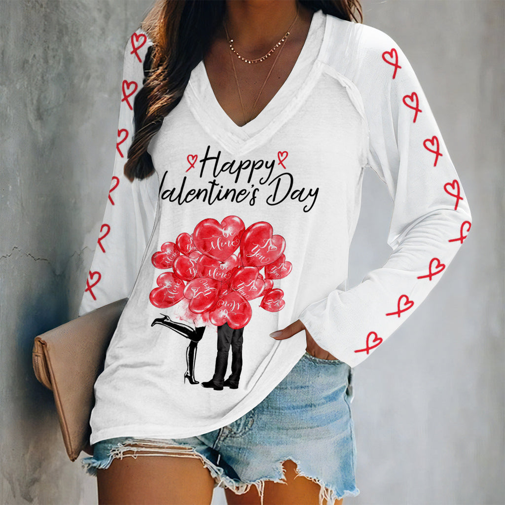 Valentine Heart Print Long Sleeve Top - Color_04