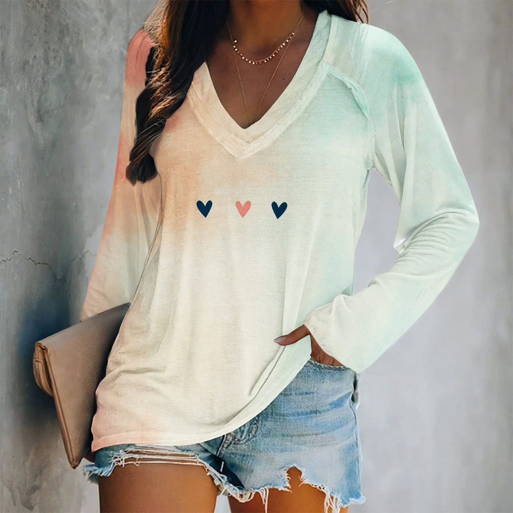 Valentine Heart Print Long Sleeve Top - Color_05