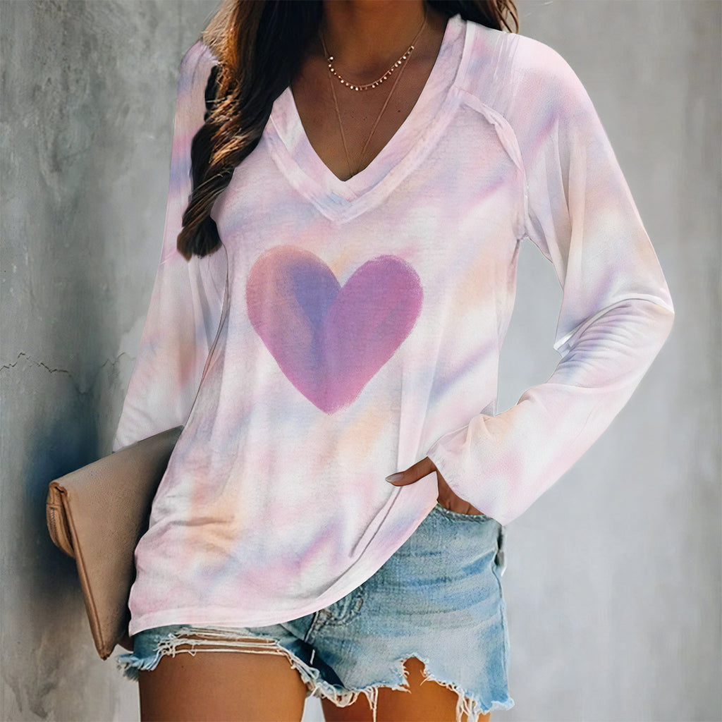 Valentine Heart Print Long Sleeve Top - Color_07