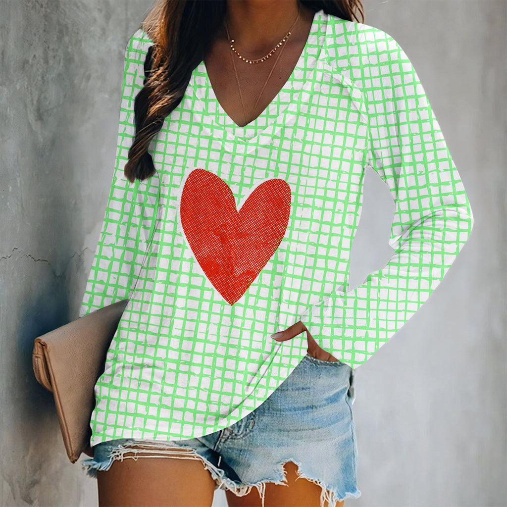 Valentine Heart Print Long Sleeve Top - Color_13