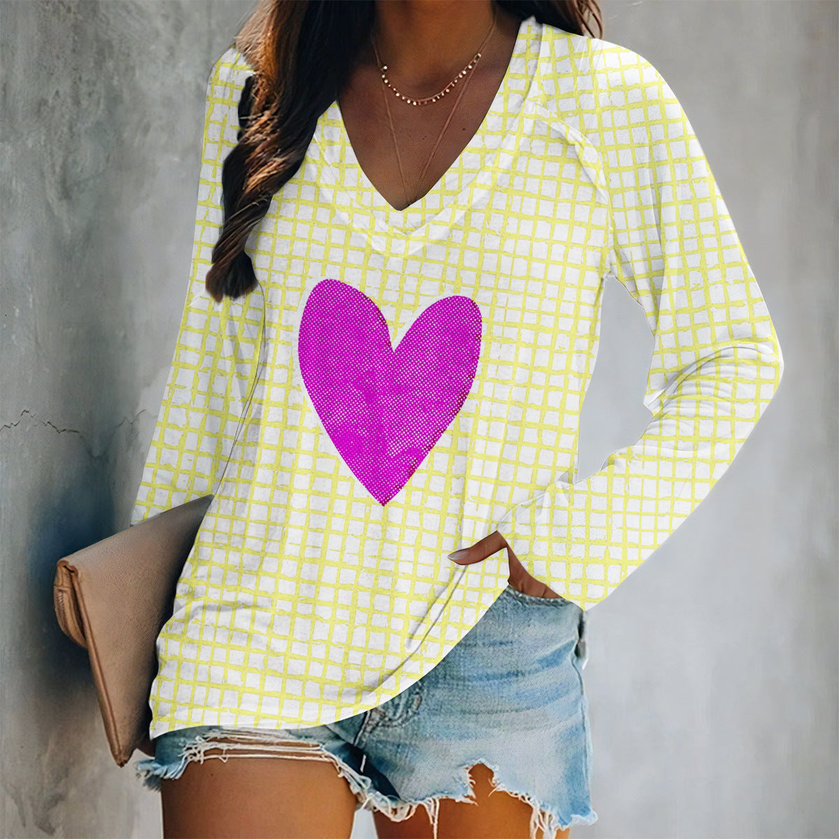 Valentine Heart Print Long Sleeve Top - Color_14