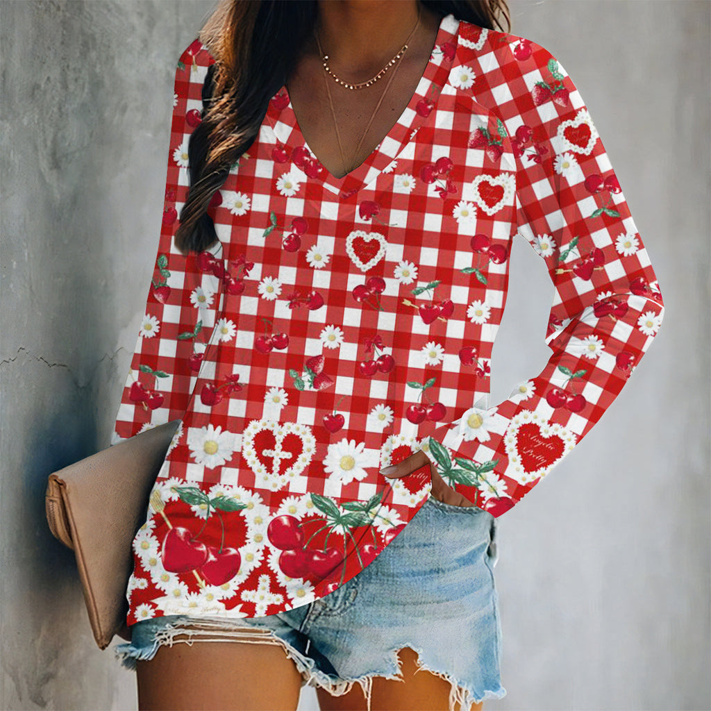 Valentine Heart Print Long Sleeve Top - Color_19