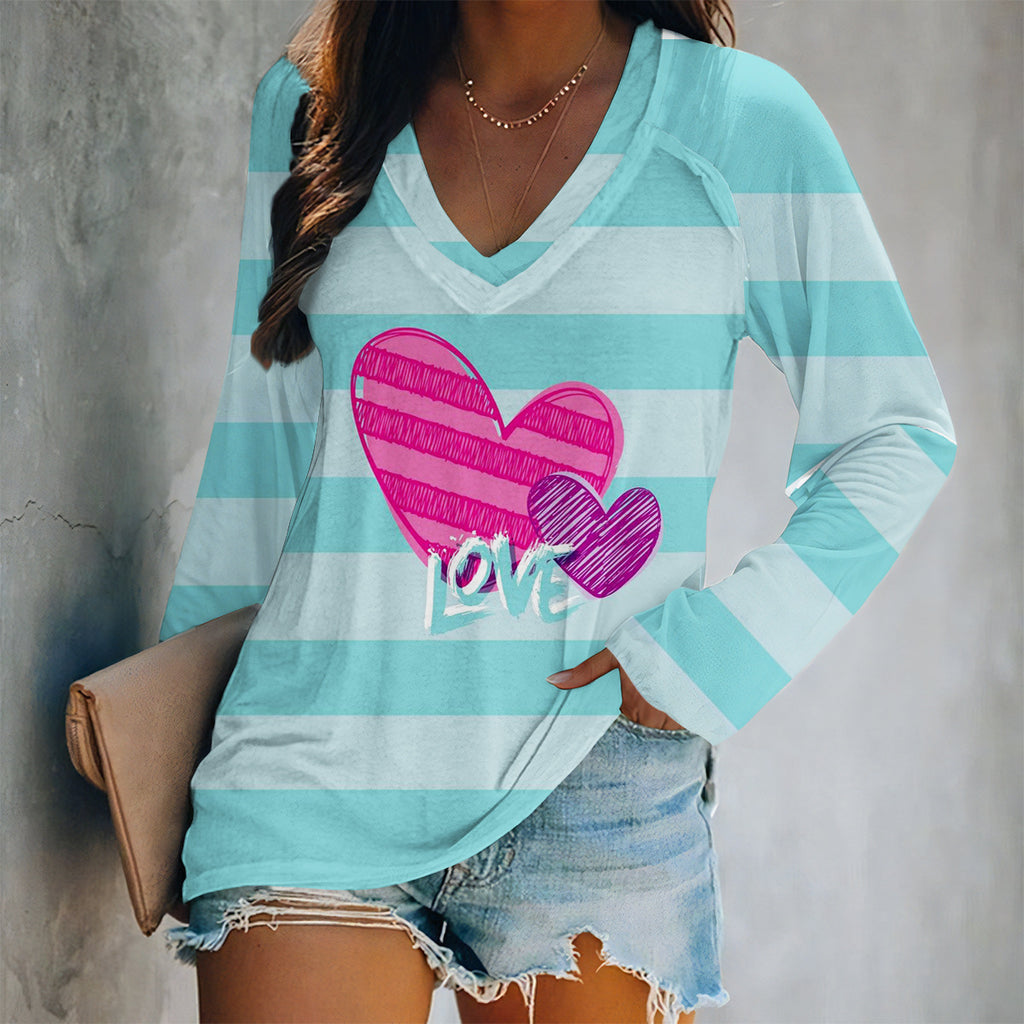Valentine Heart Print Long Sleeve Top - Color_20