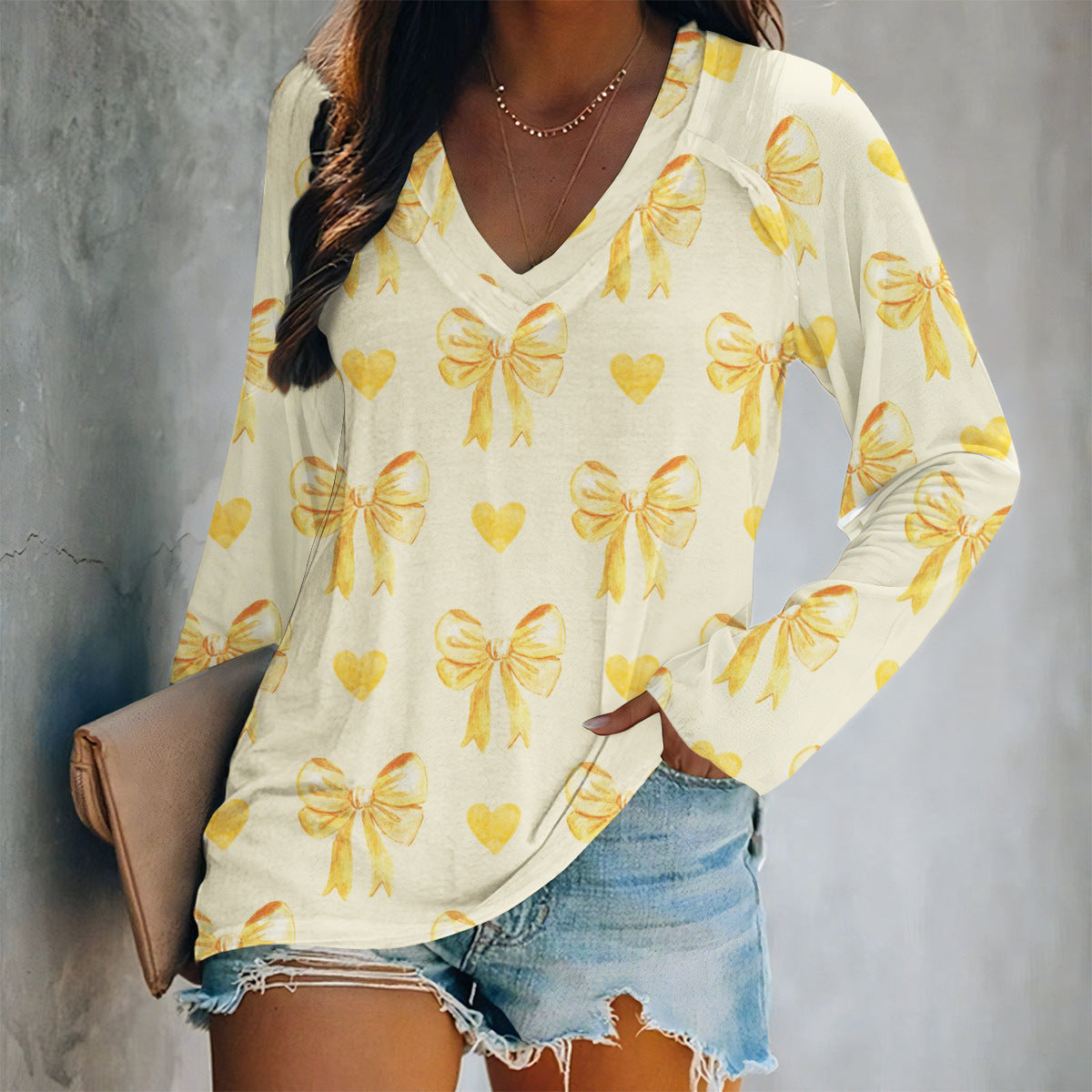 Valentine Heart Print Long Sleeve Top - Color_22