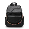 Vintage Vegan Leather Convertible Backpack - Black