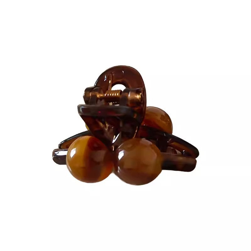 Glossy Cherry Bead Mini Hair Claw Clip
