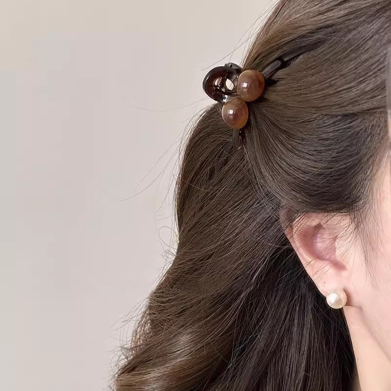 Glossy Cherry Bead Mini Hair Claw Clip - view 3