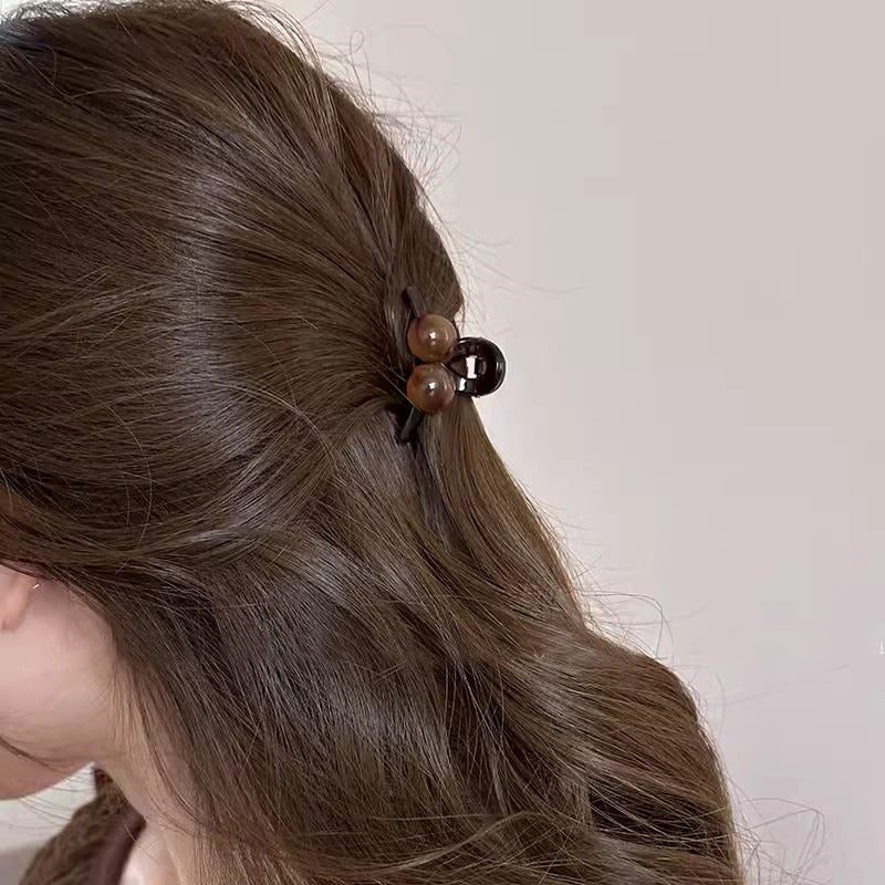 Glossy Cherry Bead Mini Hair Claw Clip - view 4