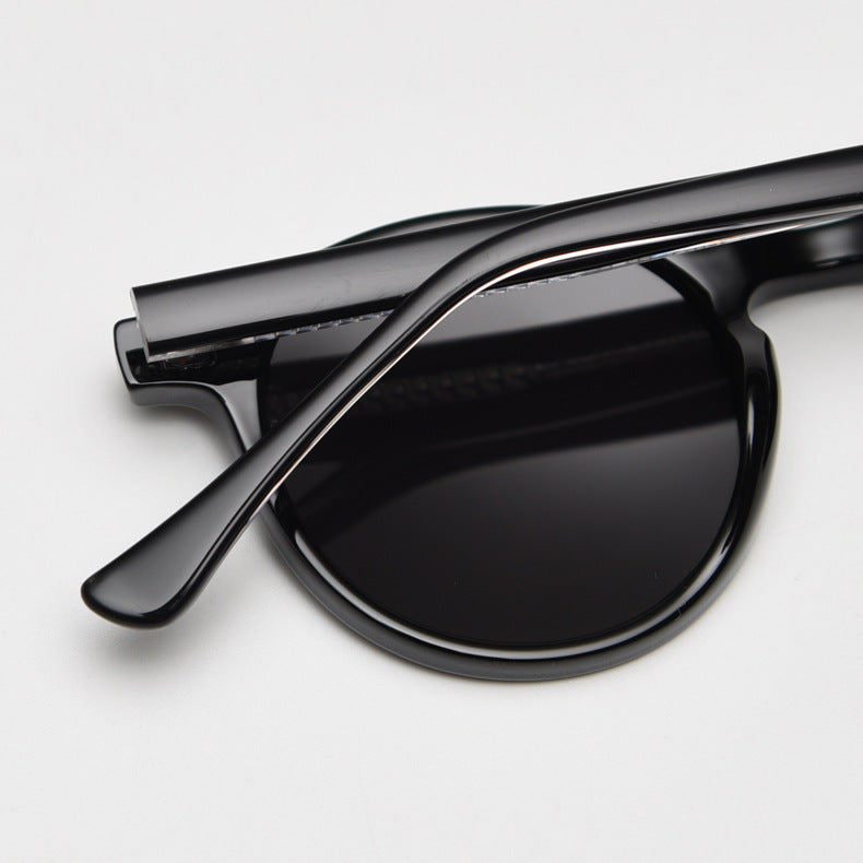 Retro Round Keyhole Bridge Sunglasses - Black - 3