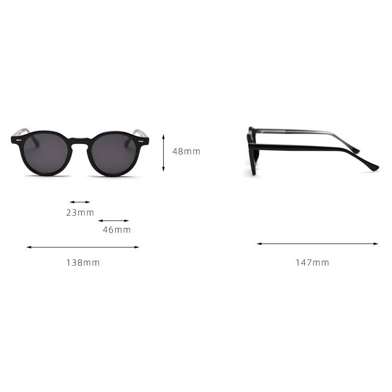 Retro Round Keyhole Bridge Sunglasses - Black - 4