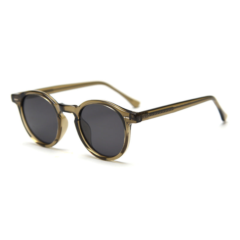 Retro Round Keyhole Bridge Sunglasses - Olive