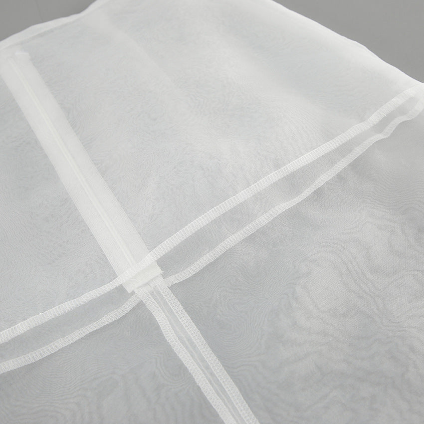 Sheer Organza Panel Midi Skirt - White - 3