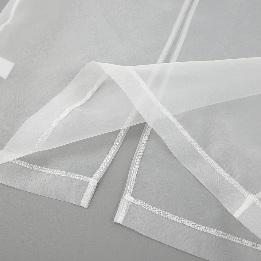 Sheer Organza Panel Midi Skirt - White - 4