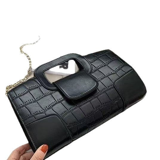 Croc Embossed Top Handle Bag with Chain Strap
