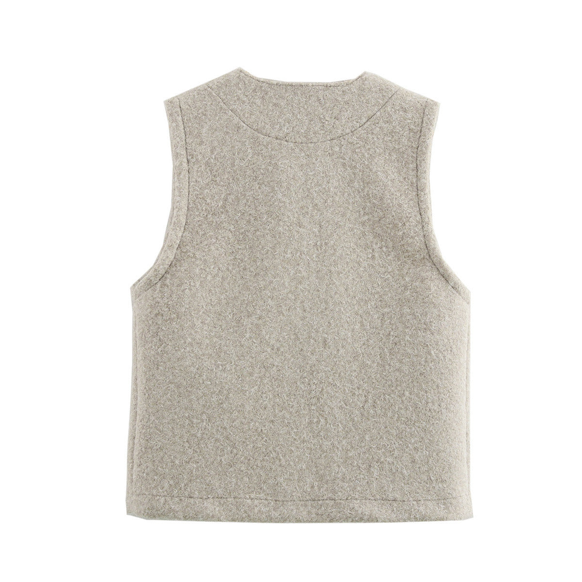 Boucle Knit Bow Tie Front Vest - Beige - 1