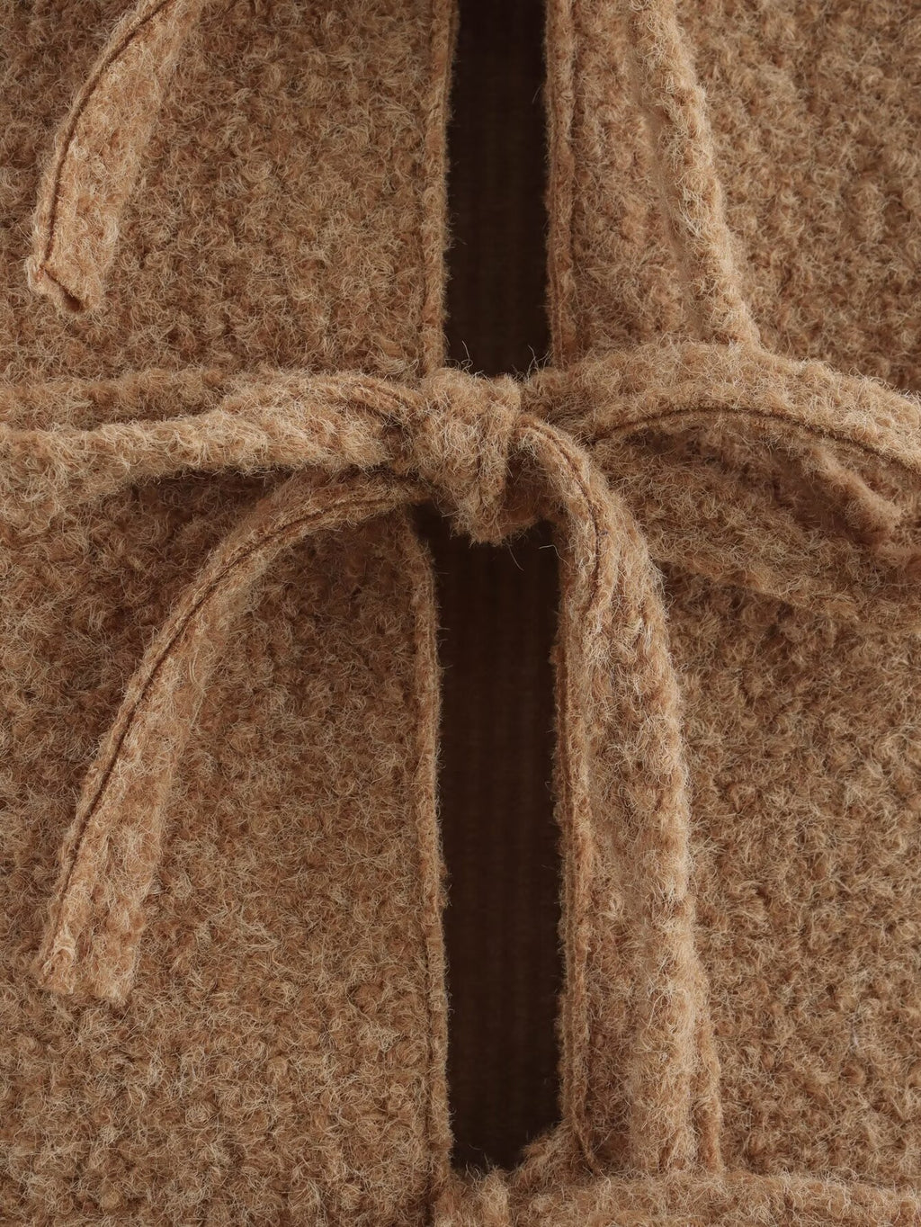 Boucle Knit Bow Tie Front Vest - Khaki - 3