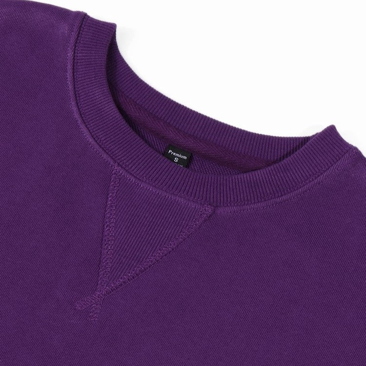Minimalist Cotton Crewneck Sweatshirt - Purple - 1