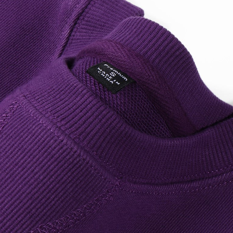Minimalist Cotton Crewneck Sweatshirt - Purple - 2