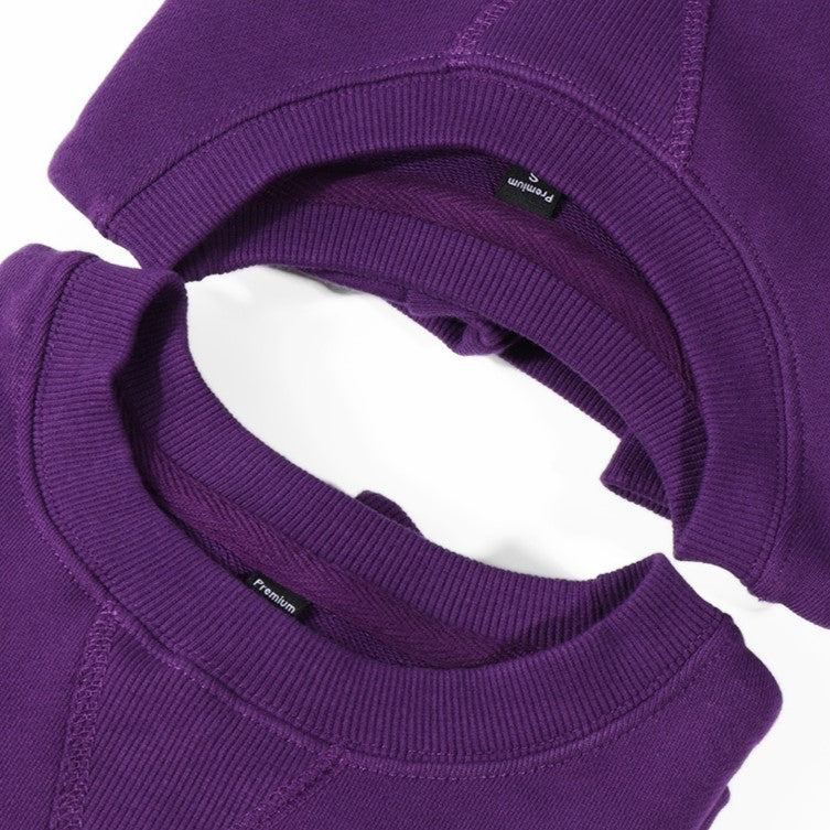 Minimalist Cotton Crewneck Sweatshirt - Purple - 7