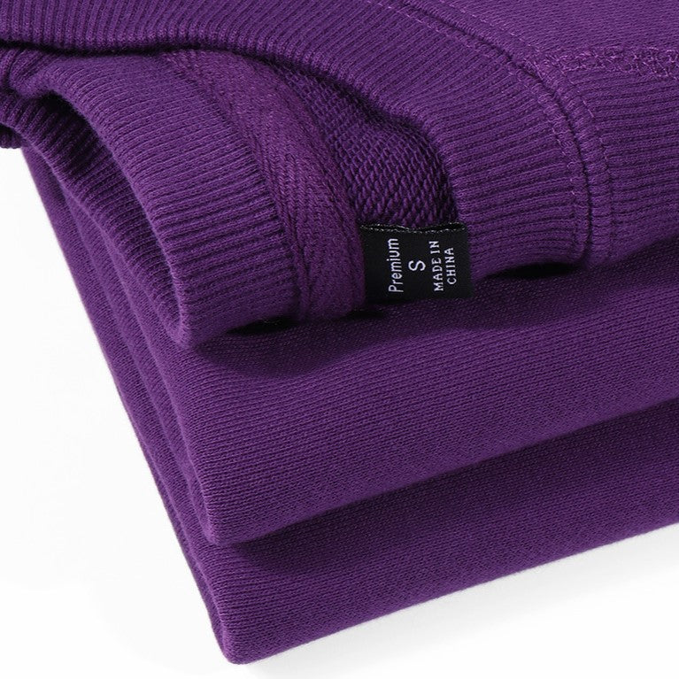 Minimalist Cotton Crewneck Sweatshirt - Purple - 8