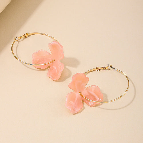 Acrylic Petal Flower Hoop Earrings