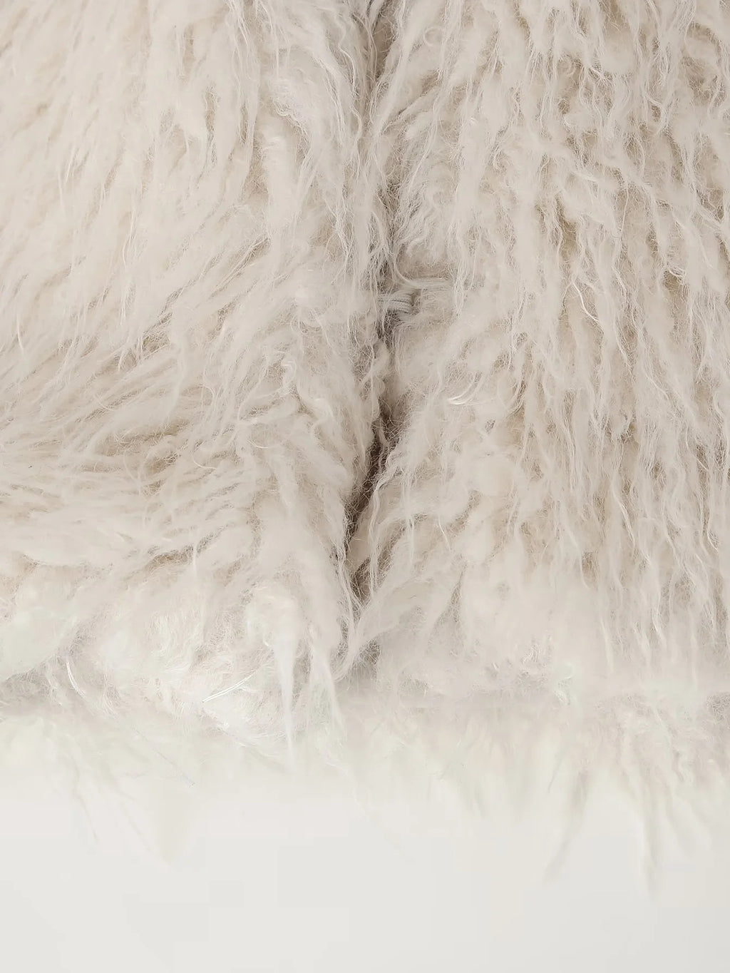 Shaggy Plush Cropped Faux Fur Coat - White - 2