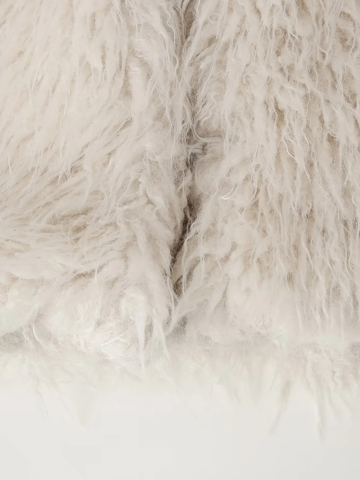Shaggy Plush Cropped Faux Fur Coat - White - 2