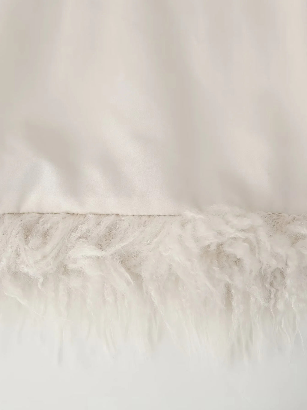 Shaggy Plush Cropped Faux Fur Coat - White - 3
