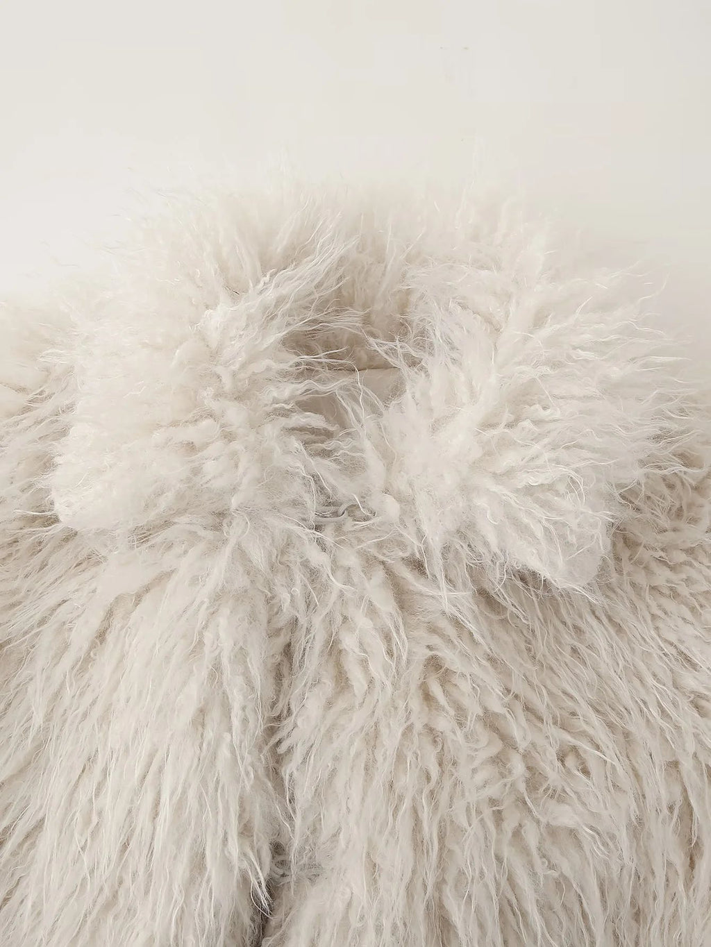 Shaggy Plush Cropped Faux Fur Coat - White - 4