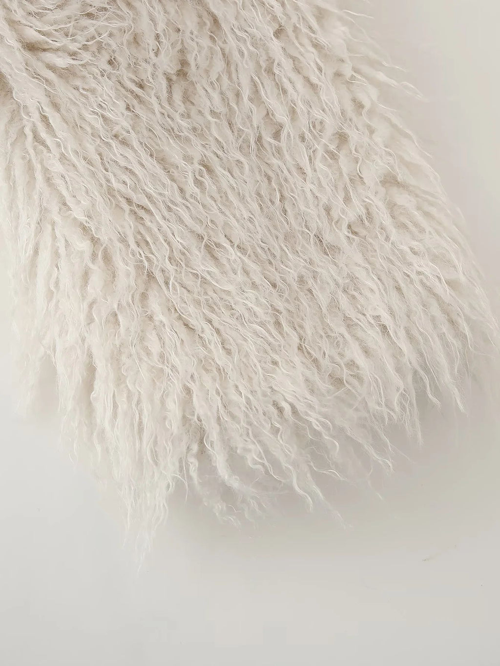Shaggy Plush Cropped Faux Fur Coat - White - 7