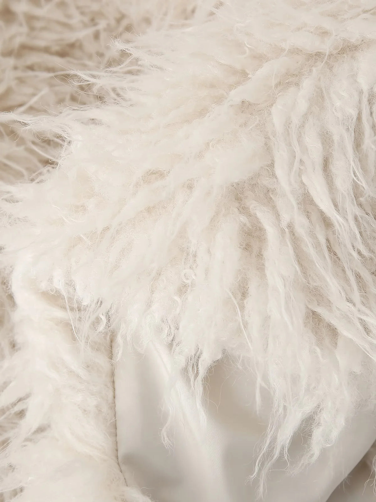 Shaggy Plush Cropped Faux Fur Coat - White - 8
