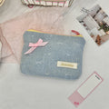 Denim Bow Charm Zip Coin Purse - Blue_1