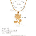 Vintage Wildflower Stem Pendant Necklace - Gold