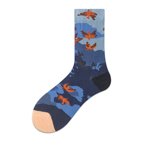 Abstract Art Print Crew Socks - Birds