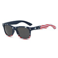 Patriotic Flag Print Retro Square Sunglasses - Blue