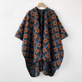 Knit Blanket Scarf Wrap With Botanical Print - Sunflower