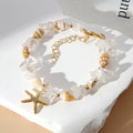 Shell and Gemstone Chip Charm Bracelet - Beige