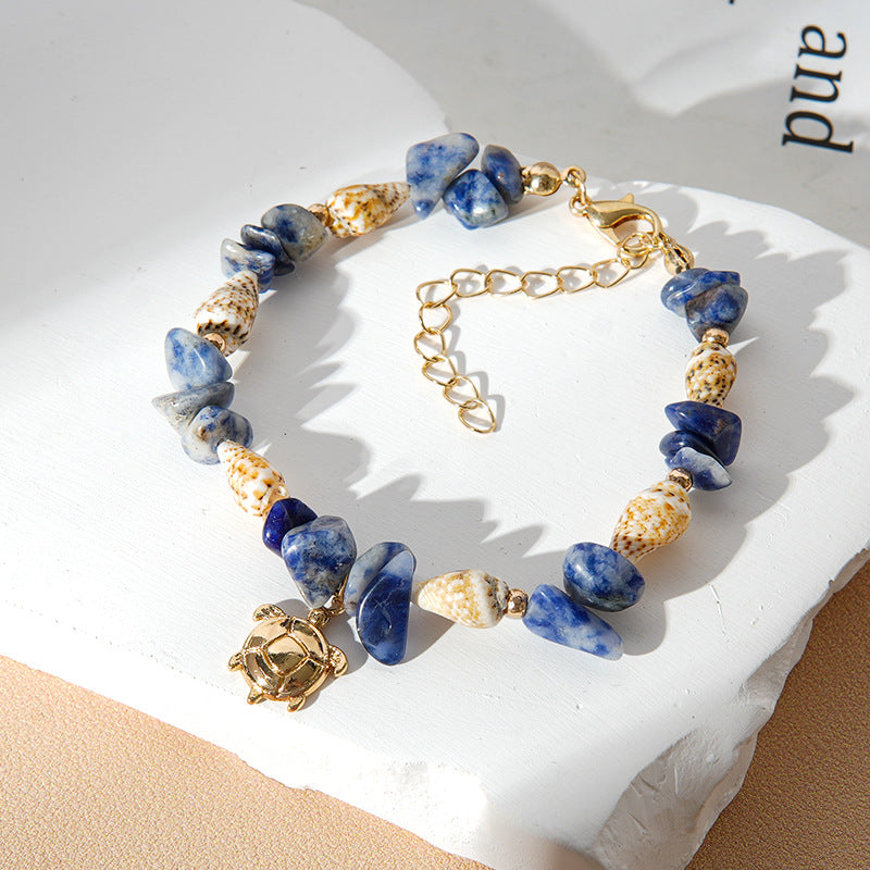Shell and Gemstone Chip Charm Bracelet - Stone