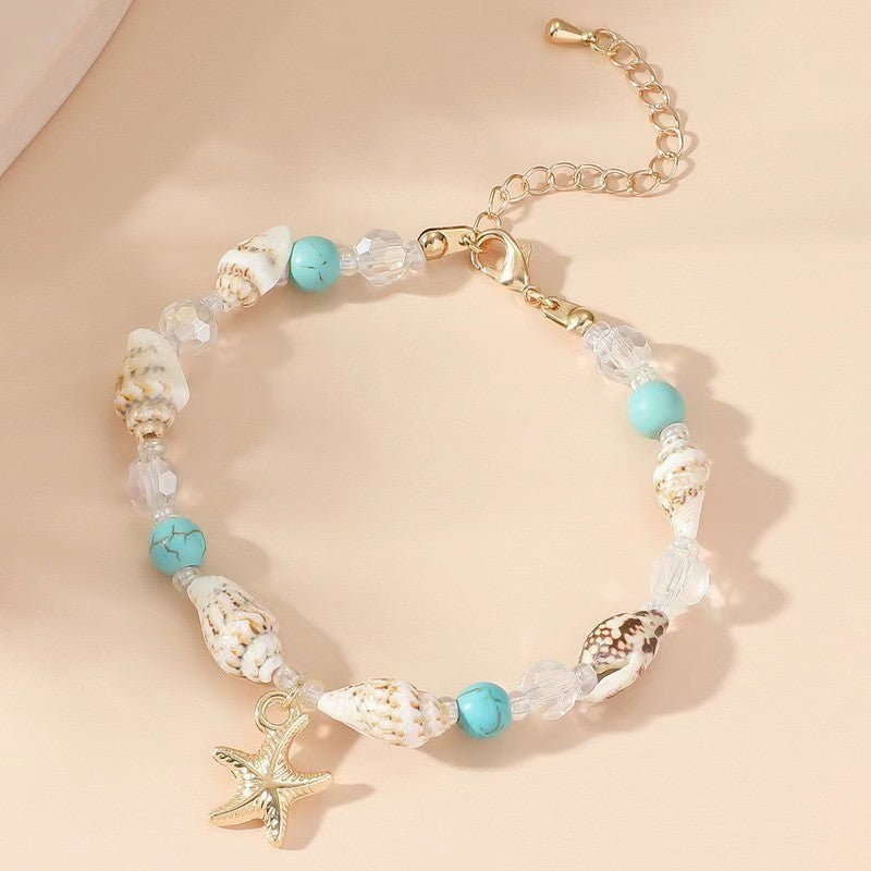 Shell and Gemstone Chip Charm Bracelet - view 1