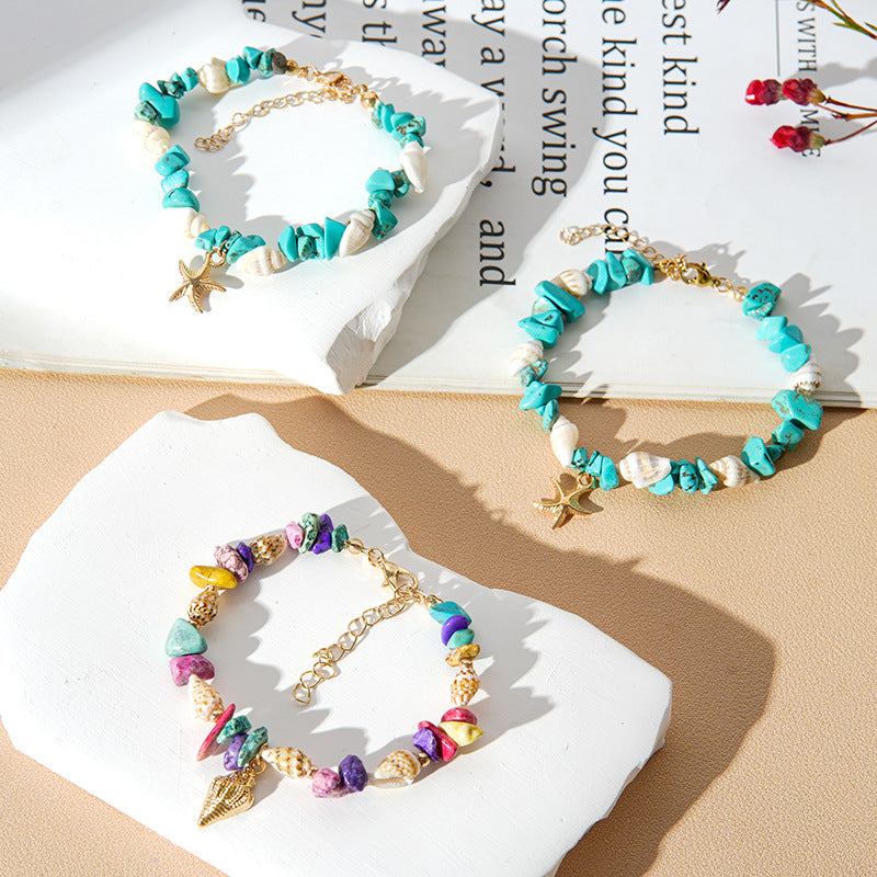 Shell and Gemstone Chip Charm Bracelet - view 3