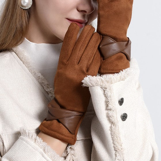 Suede Gloves With Bow And Fur Pom - Bow_2
