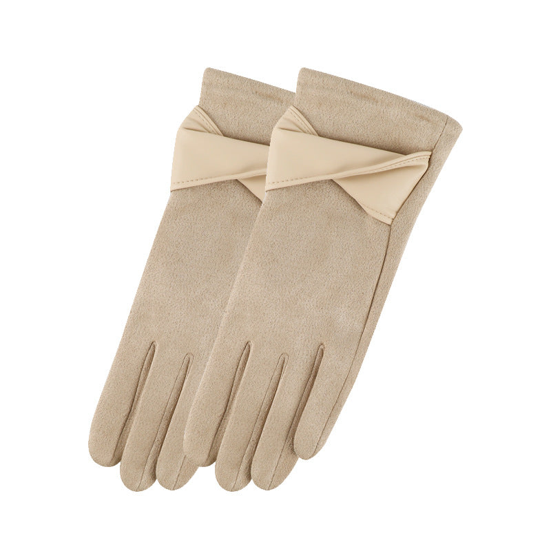 Suede Gloves With Bow And Fur Pom - Bow_4