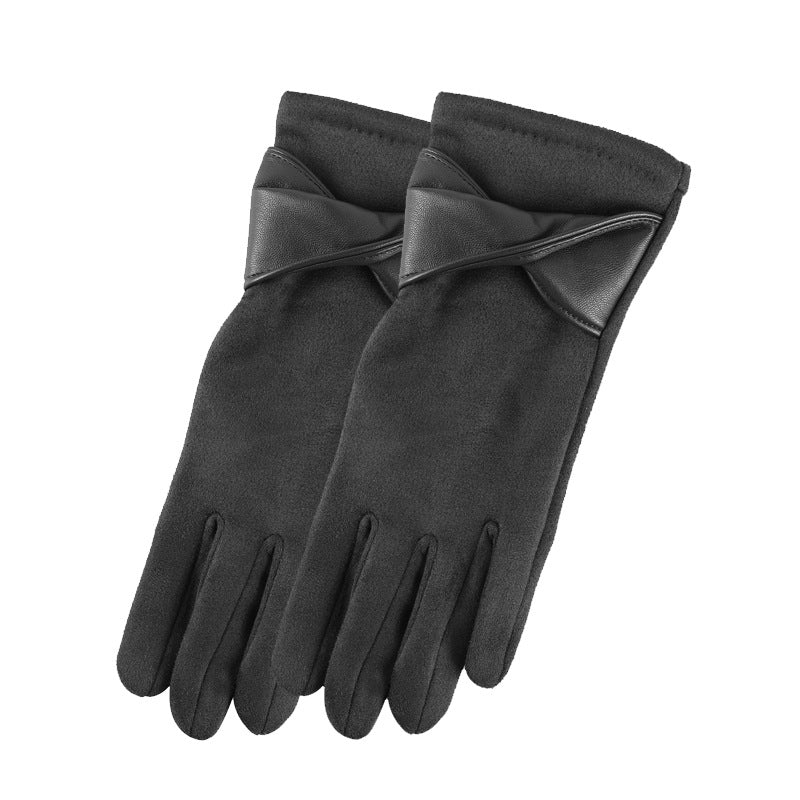 Suede Gloves With Bow And Fur Pom - Bow_5