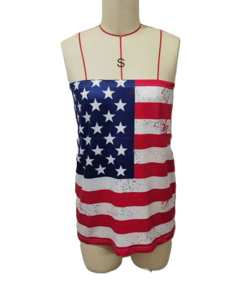Distressed Flag Print Camisole Top - Color-1