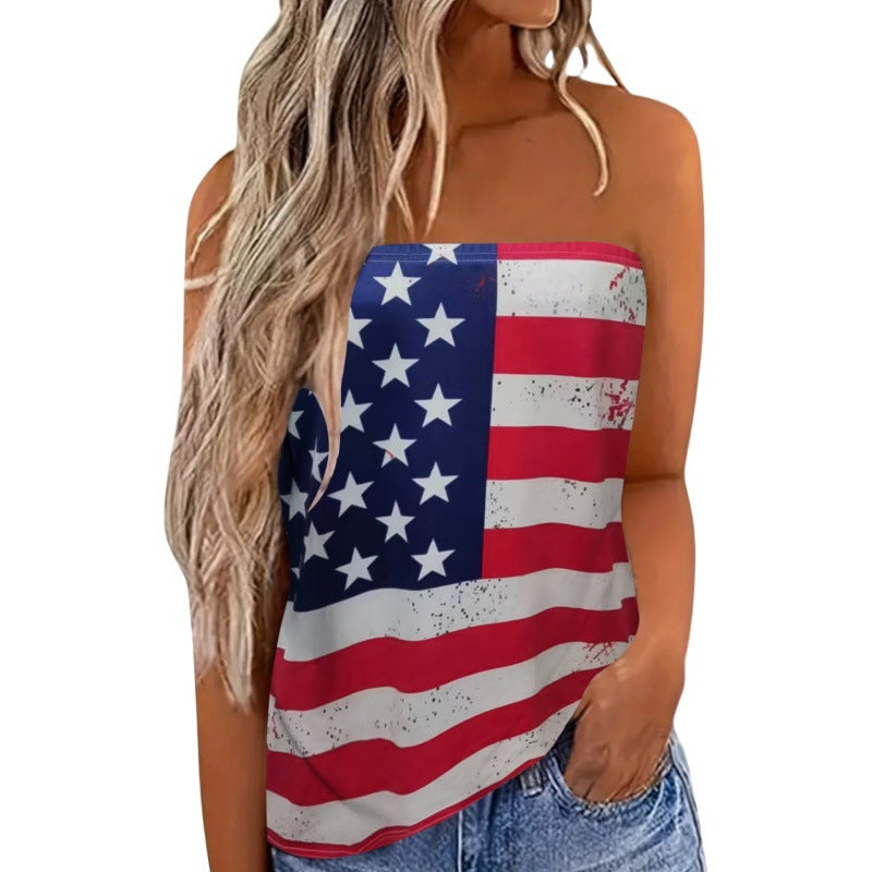 Distressed Flag Print Camisole Top