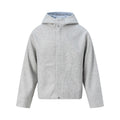 Boxy Hooded Zip Front Fleece Jacket - Gray