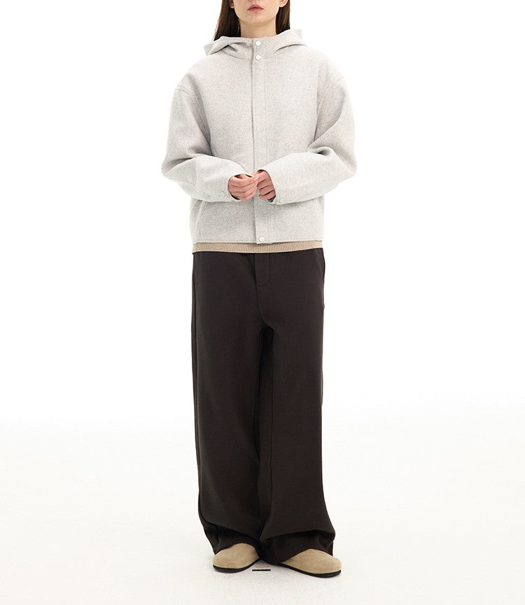 Boxy Hooded Zip Front Fleece Jacket
