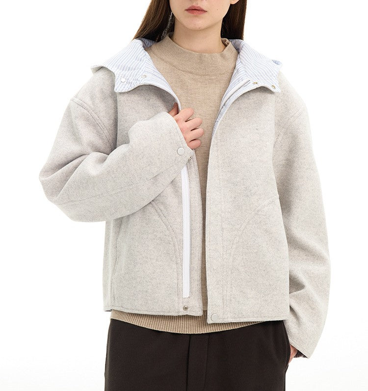 Boxy Hooded Zip Front Fleece Jacket - view 2