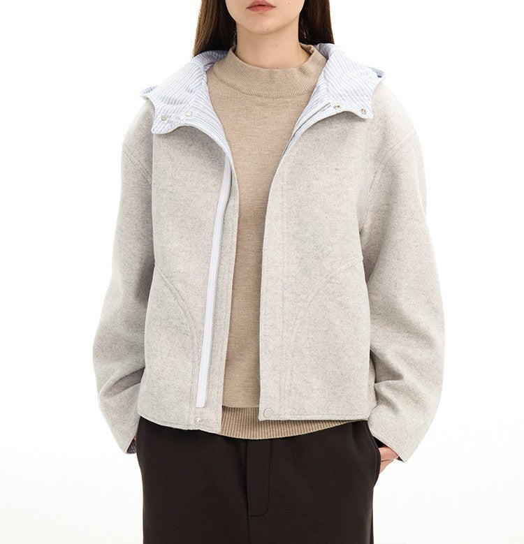 Boxy Hooded Zip Front Fleece Jacket - view 4